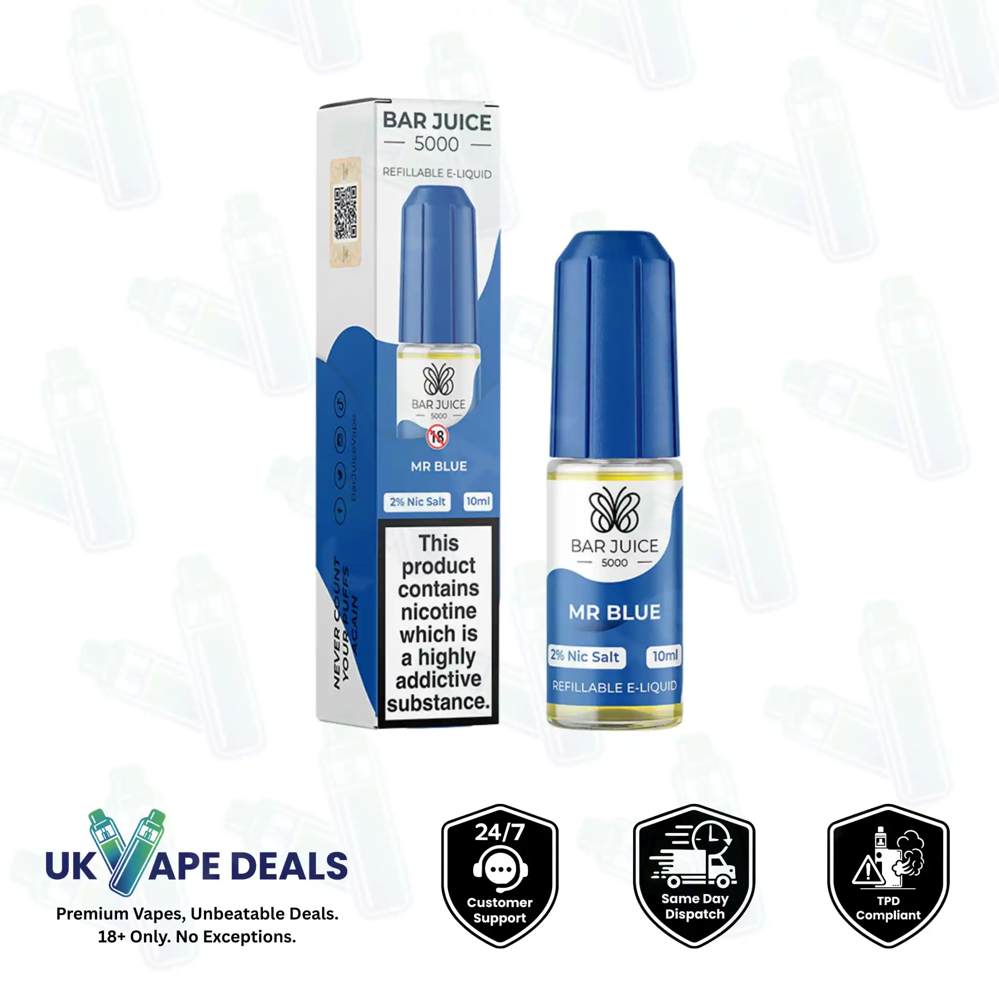 Bar Juice 5000 Mr Blue Nic Salt E-Liquid 10ml Bar Juice 5000 Mr Blue Nic Salt E-Liquid 10ml