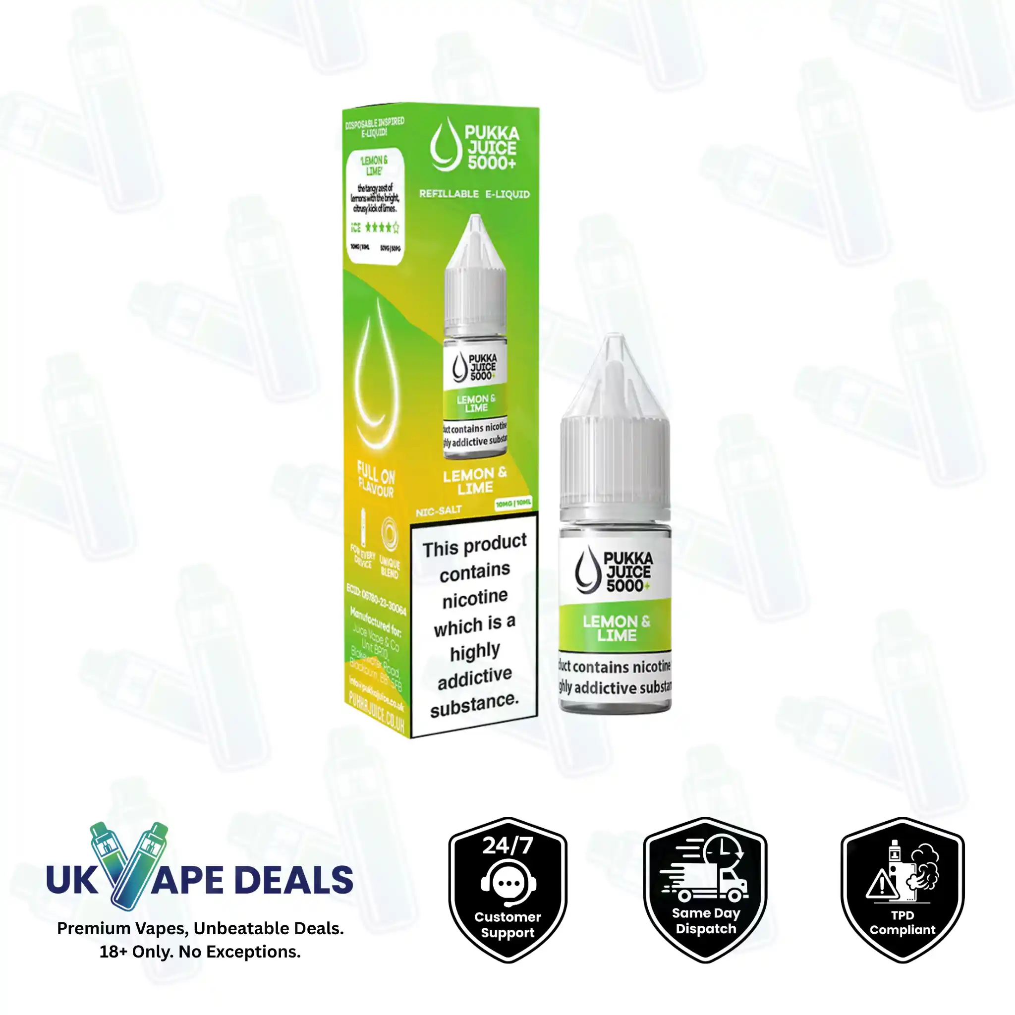 Pukka Juice 5000 Lemon & Lime Vape Liquid Pukka Juice 5000 Lemon & Lime Vape Liquid (10mg) - Image 1
